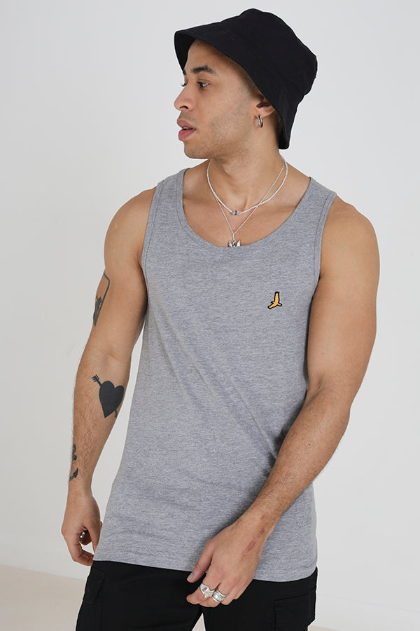 Solid Bird Embroidery Rib Binding Vest