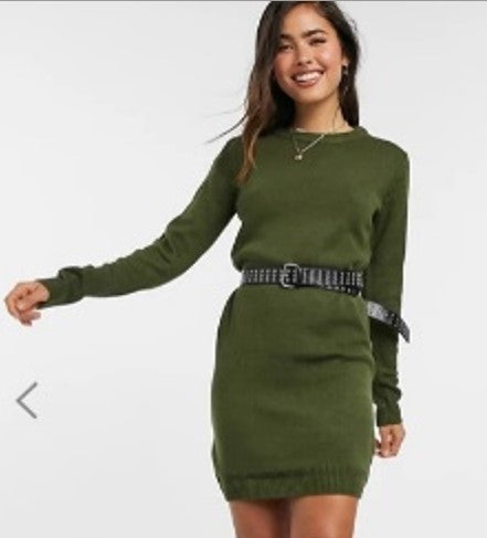 Petite Crew Neck Long Sleeve Dress