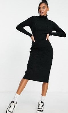 Petite High Neck Knitted Midi Dress