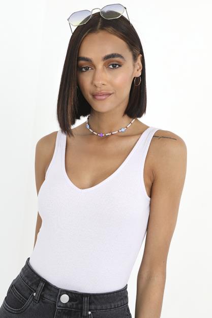 Tall Size Versiom V Neck Vest Bodysuit
