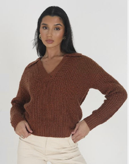 Brave Soul Tall Etta Polo Collar Jumper