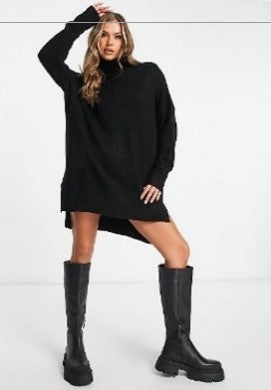 Brave Soul Tall Ming Knitted Roll Neck Jumper Dress