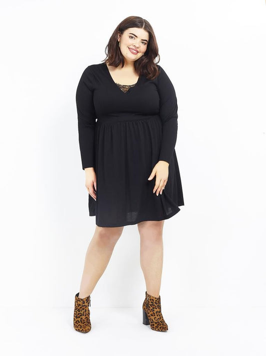 Plus Size Lace Detail Skater Dress