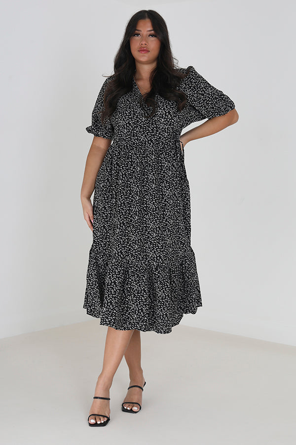 Plus Size All Over Floral Print Midi Dress