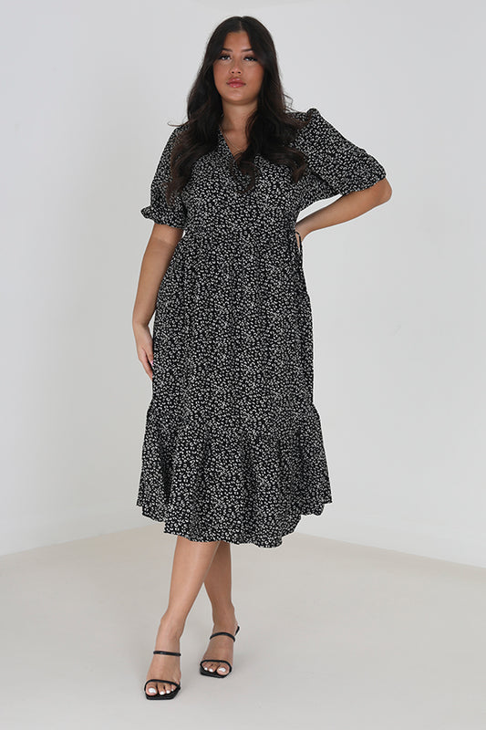 Plus Size All Over Floral Print Midi Dress