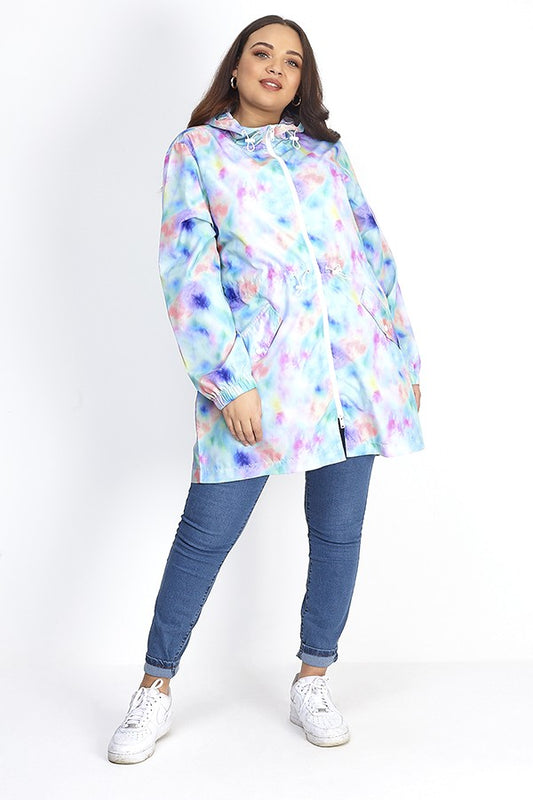 Lolos Plus Showerproof Pastel Tie Dye Hooded Mac