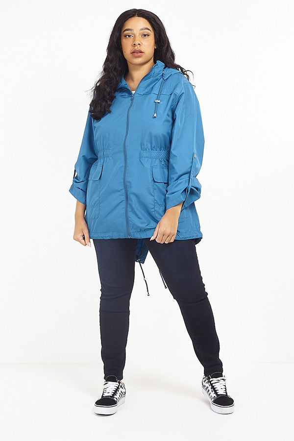 Plus Size Detachable Hood Detail Showerproof Mac