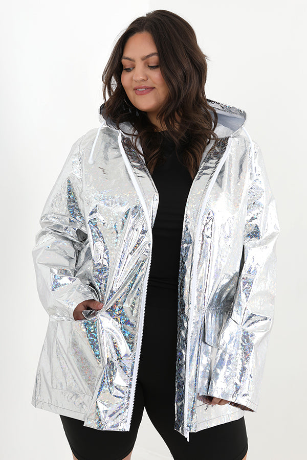 Plus Size Holographic Hooded Festival Mac