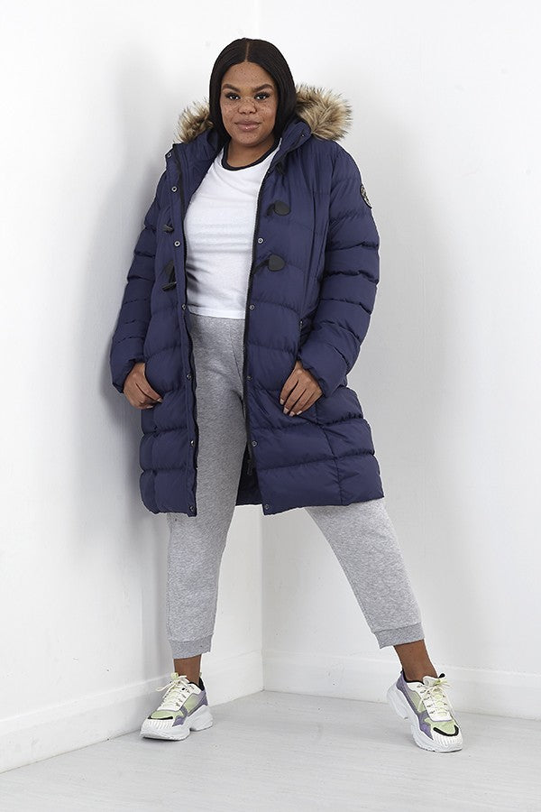 Plus Size Duffle Style Long Length Puffer Jacket