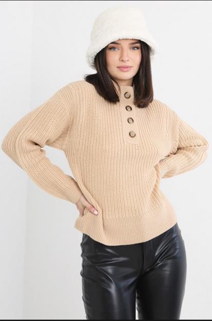 Plus Fisherman Knit High Neck Jumper