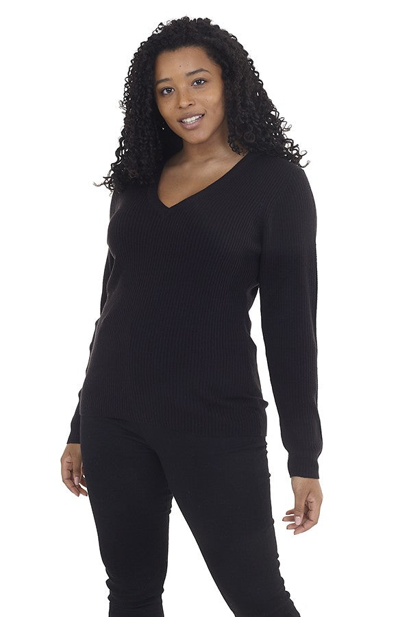 Plus Size Ribbed Plain Long Sleeve Jumper