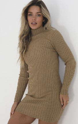 Brave Soul Plus Roll Neck Cable Knit Dress Mini Dress
