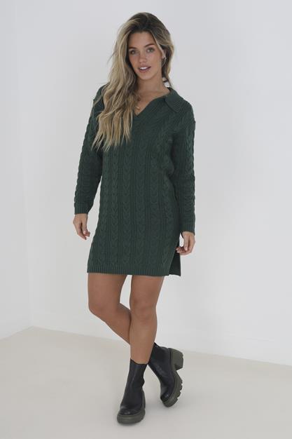 Brave Soul Plus Ribbed Polo Collar Knitted Midi Dress