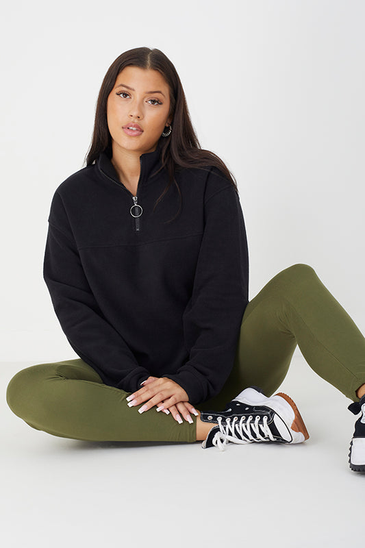 Mid Zip Fleece Sweat-Shirt