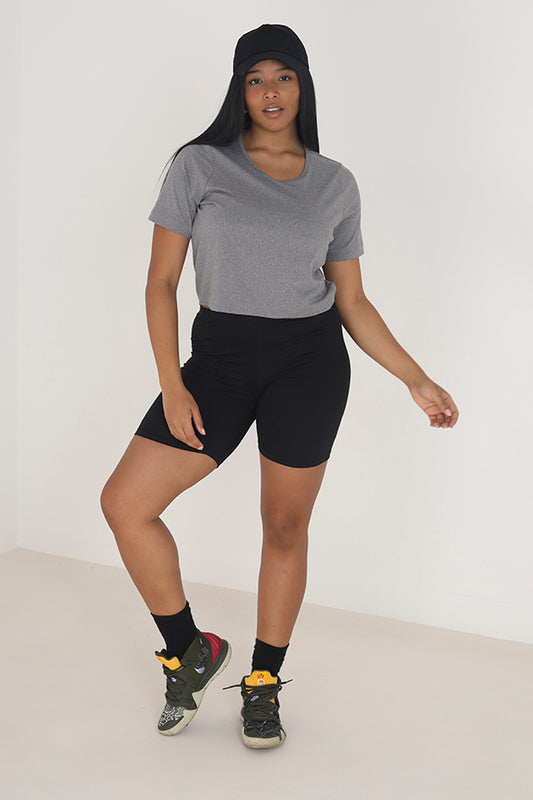 Plus Size Black Mid Thigh Length Cycling Shorts