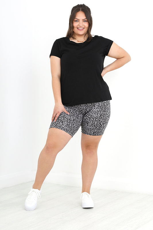 Plus Size Leopard Print Cycling Shorts