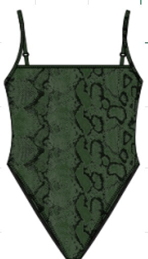 Swimwear Plus Snake Print Square Neck Swimsuit