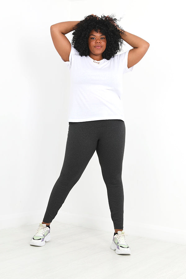 Plus Size Plain Charcoal Slim Fit Leggings