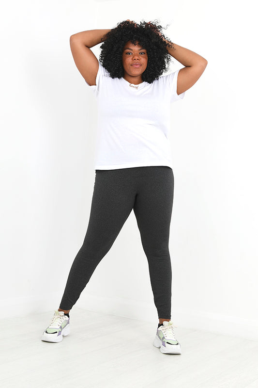 Plus Size Plain Charcoal Slim Fit Leggings