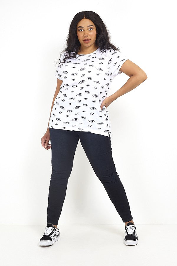 Plus Size Eye Print Crew Neck T-Shirt