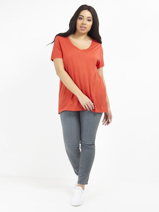 Plus Size Short Sleeve V-Neck T-Shirt
