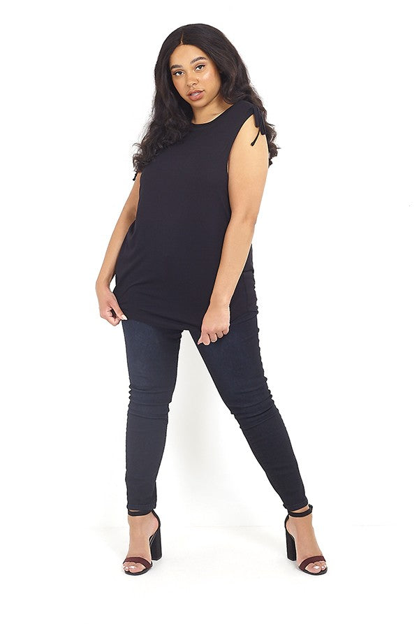 Plus Size Drawstring Shoulder Vest Top